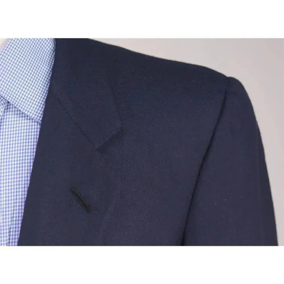 Giuseppe New York Bespoke Navy Blue 100% Cashmere Patch Pocket Blazer Jacket 42R - Picture 3 of 12